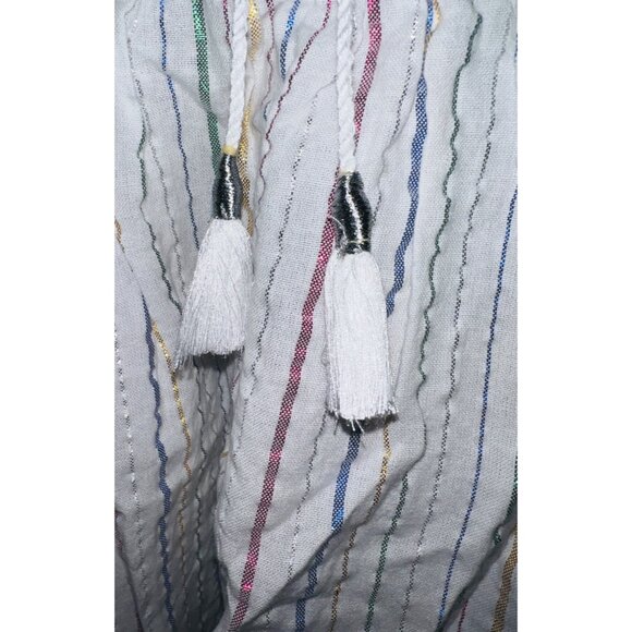 Zara Glittery Striped Poncho Top With Tassels - M - Picture 3 of 3